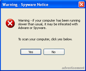 ...it may be infeceted with Adware or Spyware