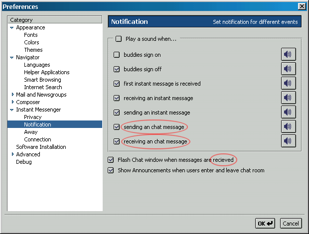 An chat message / Recieved